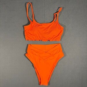 Aerie Orange Bikini | Medium "Scoop" Top | Medium "High Waisted Cheeky" Bottom
